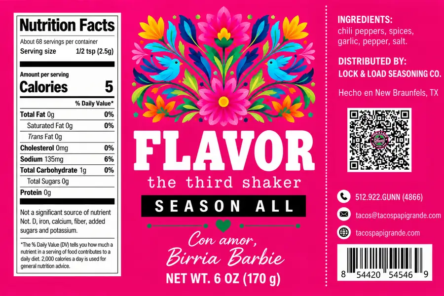 FLAVOR Season All-eggs, avocado, chicken, steak, shrimp, corn, potatoes, veggies, fruit, popcorn, pasta, pizza, cocktail rims